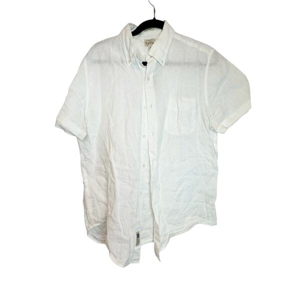 J. Crew Men's Short-Sleeve Baird McNutt Irish Linen Shirt White Size Medium NWOT - Picture 7 of 13